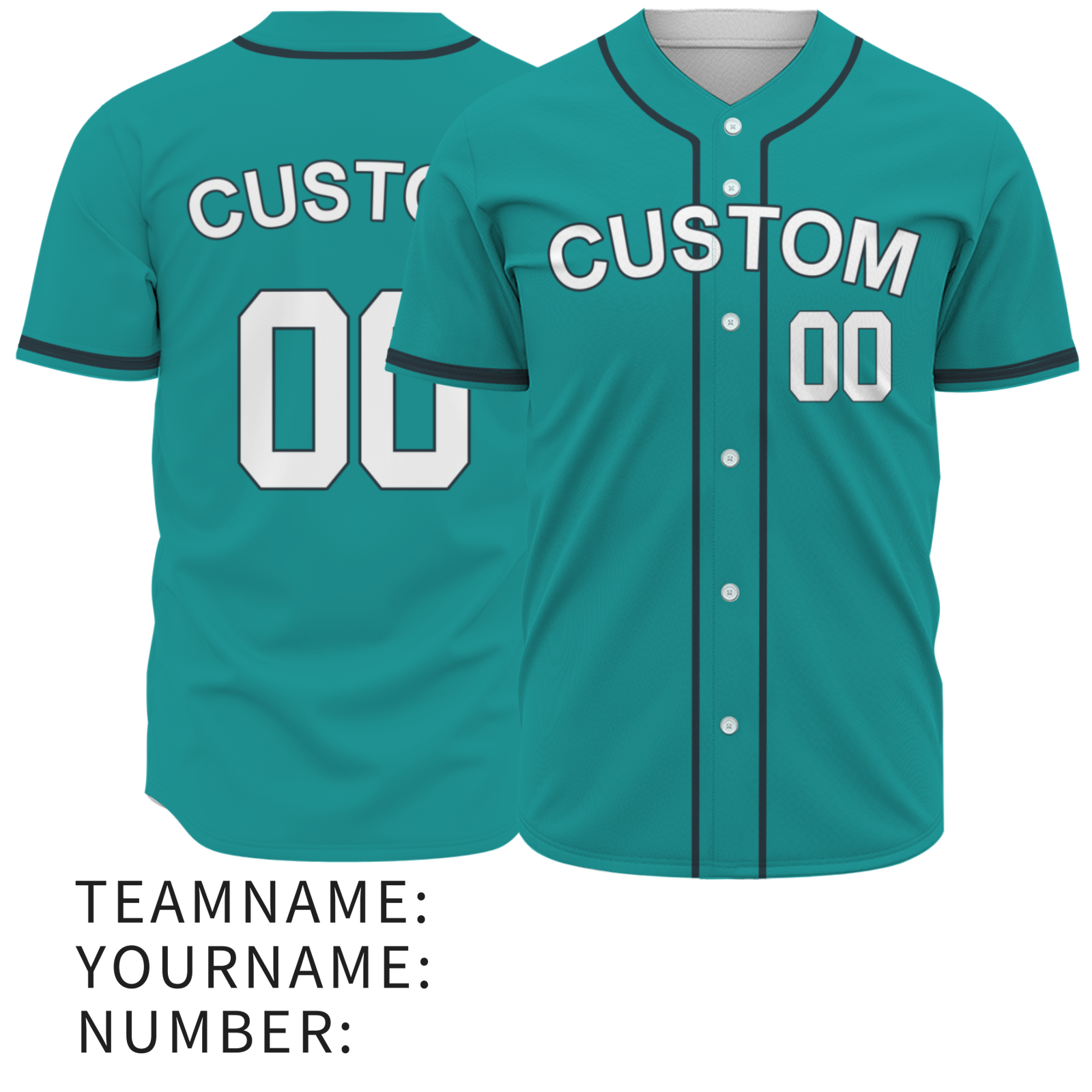 Custom Green White-Black Authentic Baseball Jersey