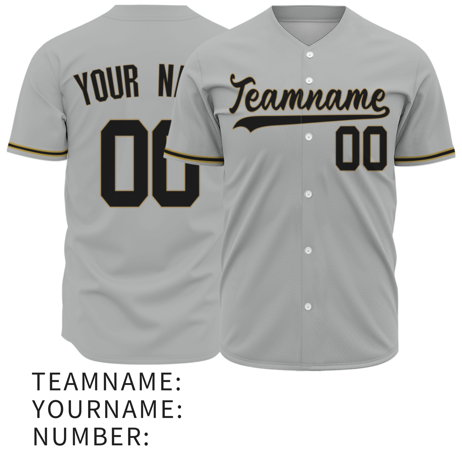 Custom Gray Black-Old Gold Authentic Baseball Jersey