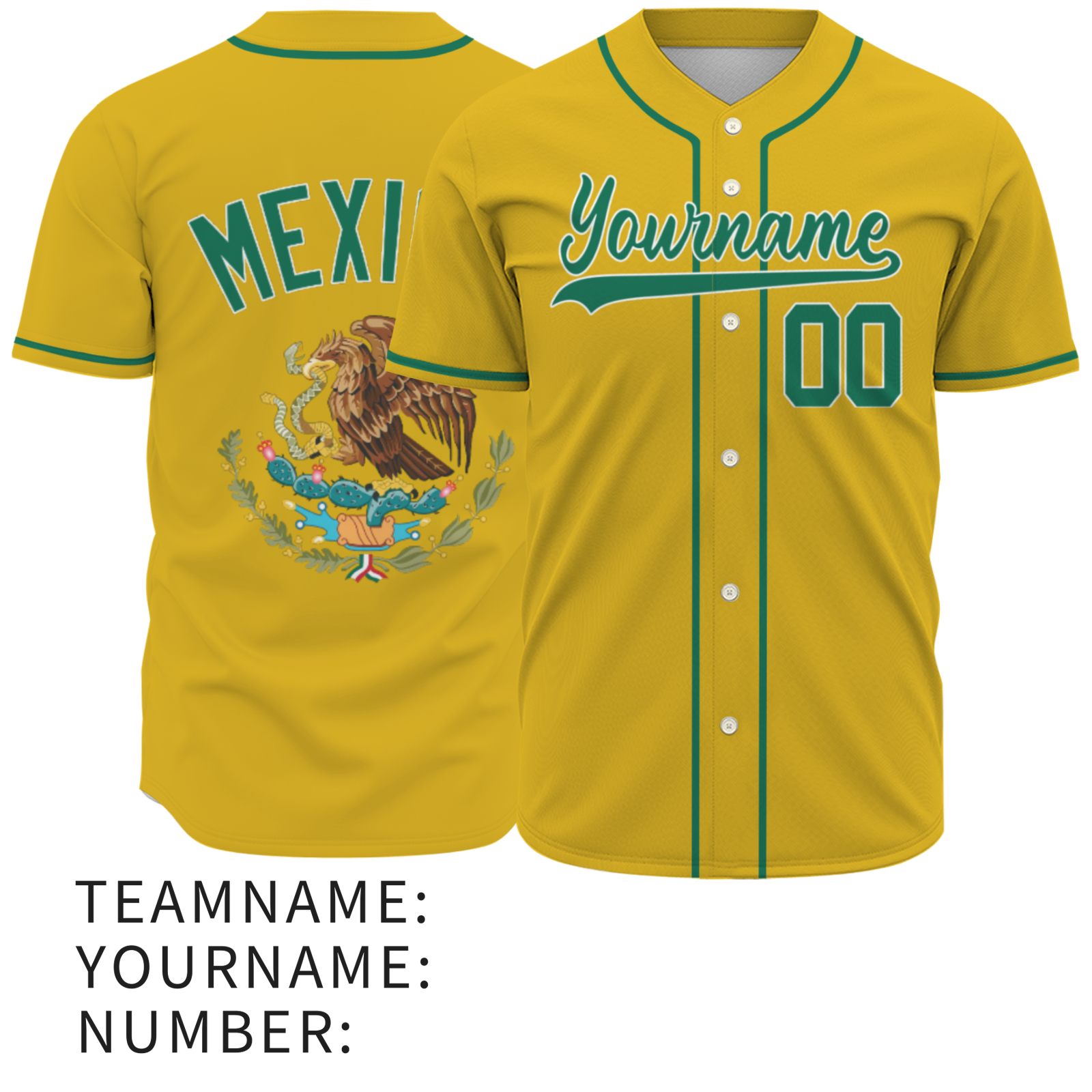 Custom Black Kelly Green-Black Authentic Mexican Flag Fashion Baseball Jersey