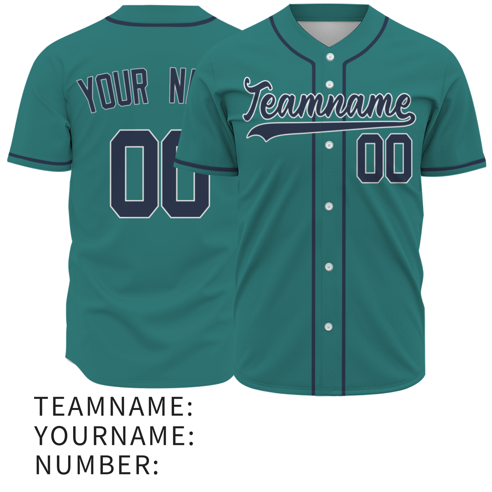 Custom Teal Navy Blue-White Authentic Baseball Jersey