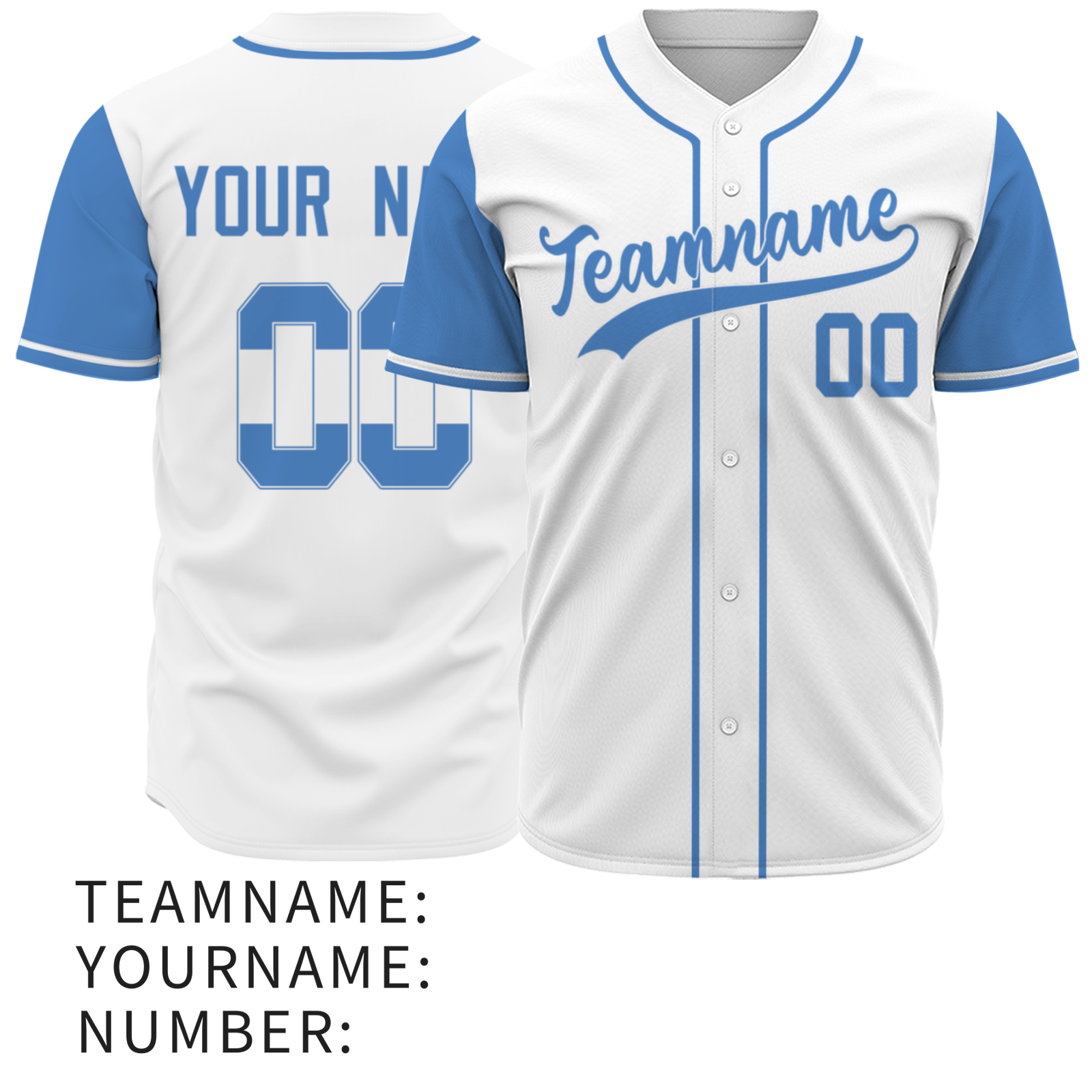 Custom White Sky Blue Authentic Two Tone Baseball Jersey