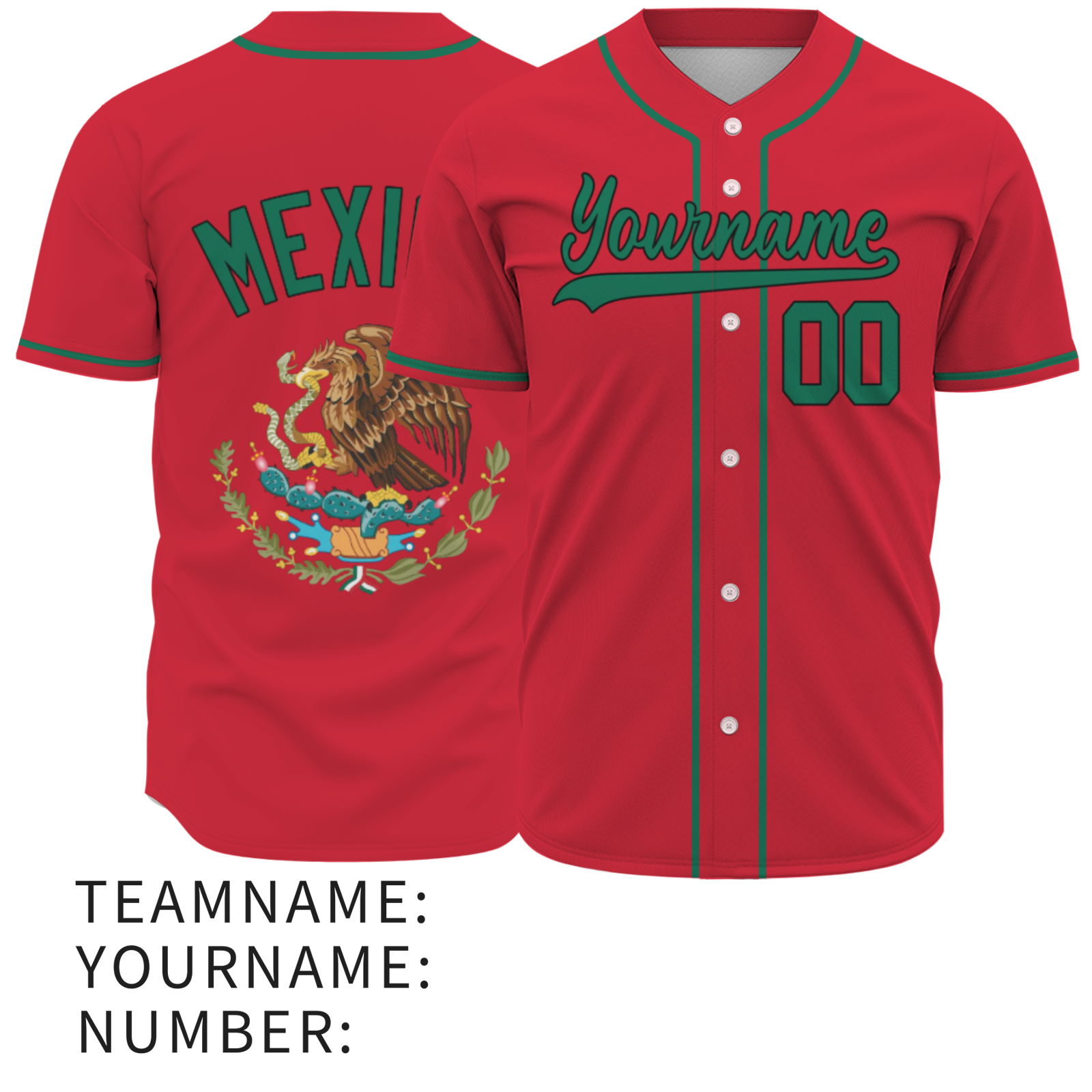 Custom Black Kelly Green-Black Authentic Mexican Flag Fashion Baseball Jersey