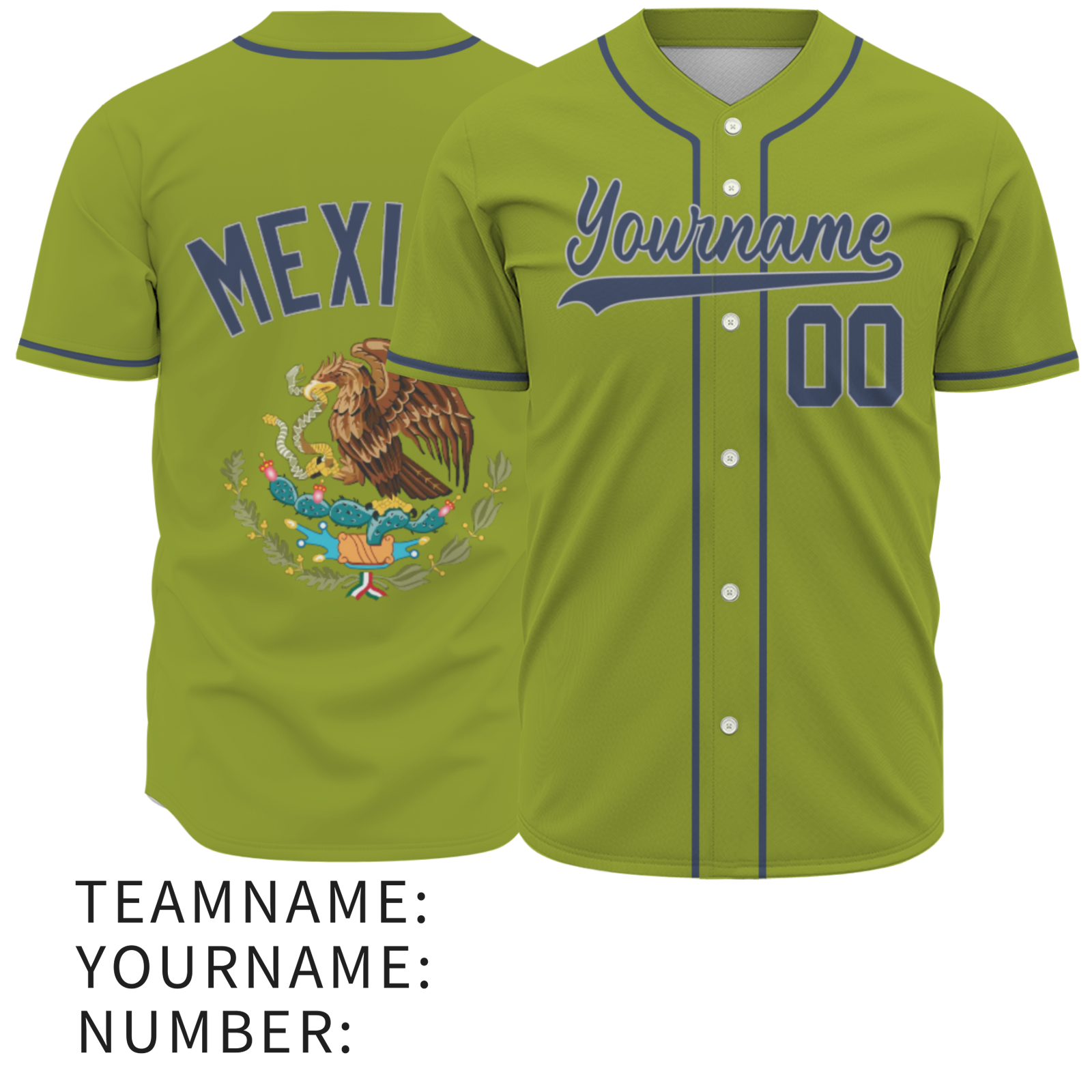 Custom Black Kelly Green-Black Authentic Mexican Flag Fashion Baseball Jersey