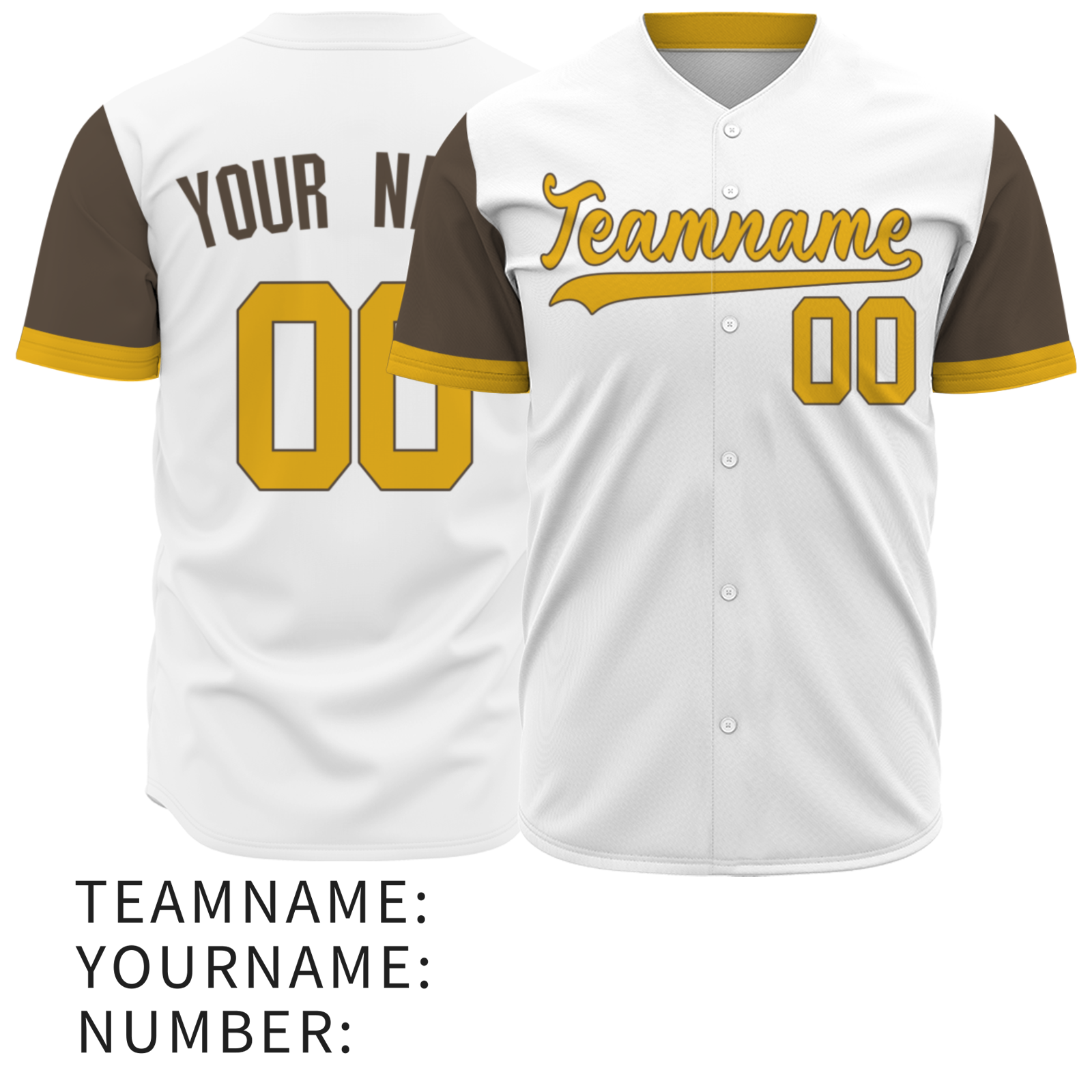 Custom White Yellow-Black Authentic Baseball Jersey