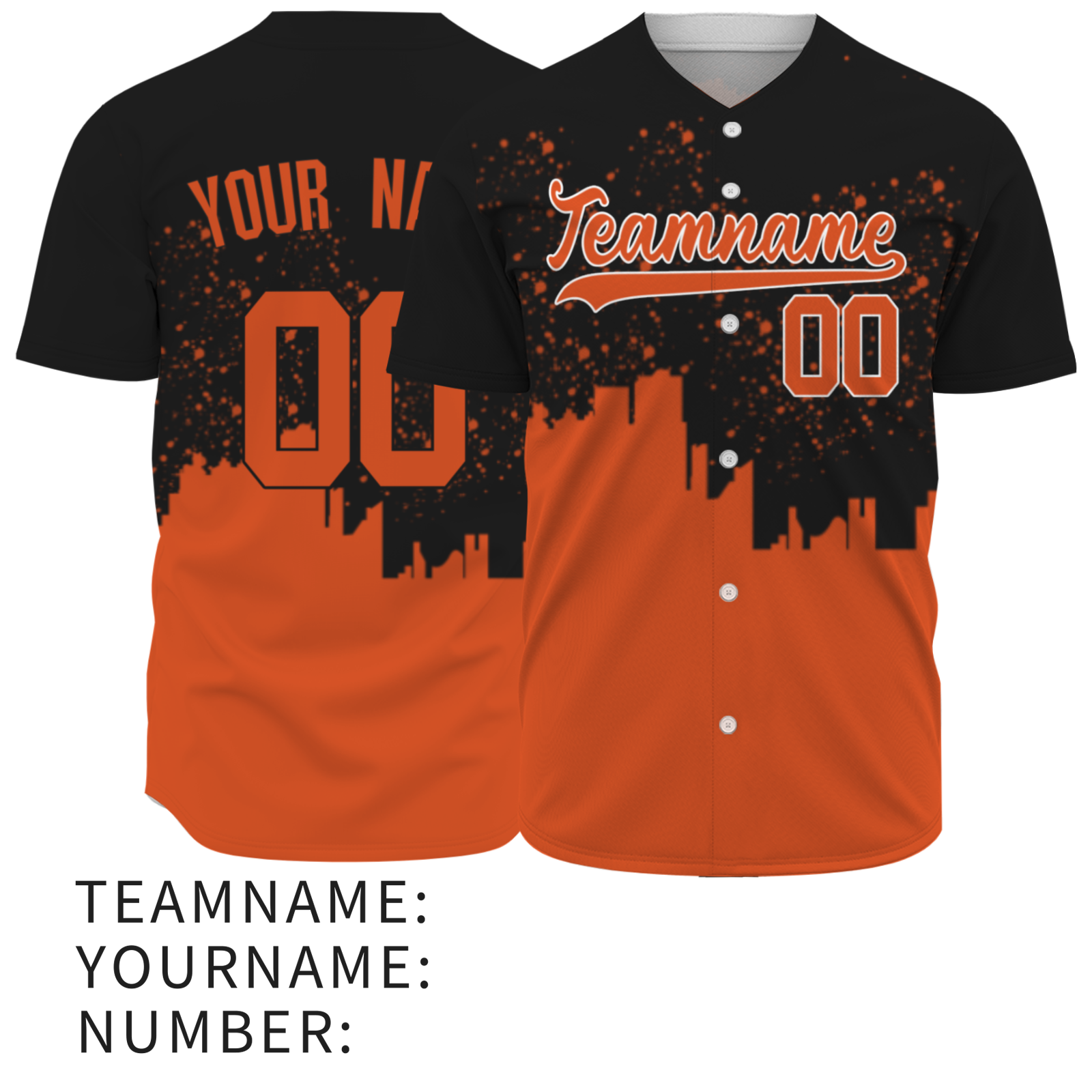 Custom Black Orange-White Authentic City's Reflection Baseball Jersey