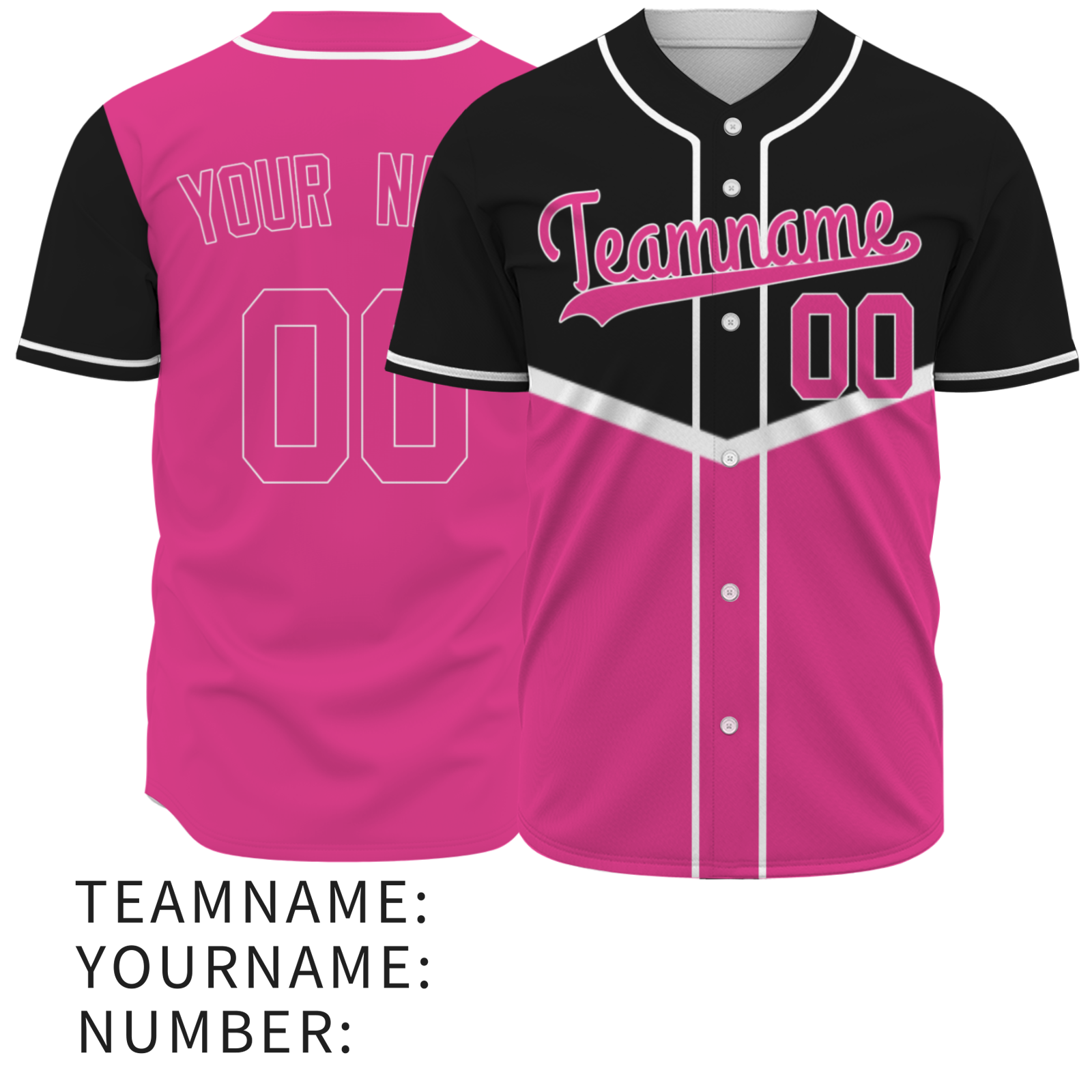 Custom Black Pink-White  Authentic Tow Tone Baseball Jersey