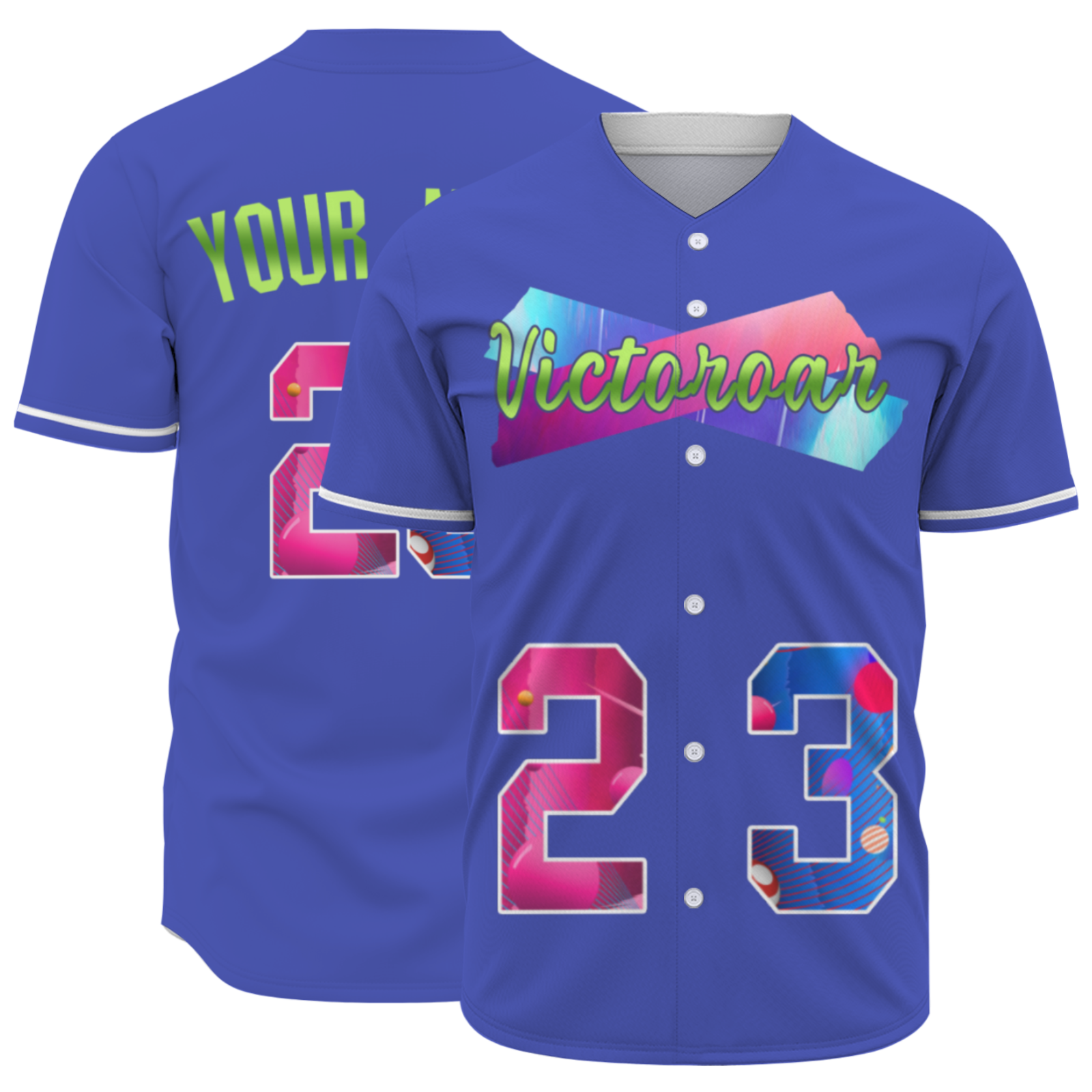 Custom Black Pink-Indigo Authentic Victoroar Baseball Jersey