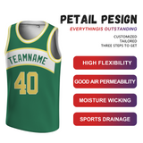 Custom Green Yellow-White Authentic Round Neck Rib-Knit Basketball Jersey