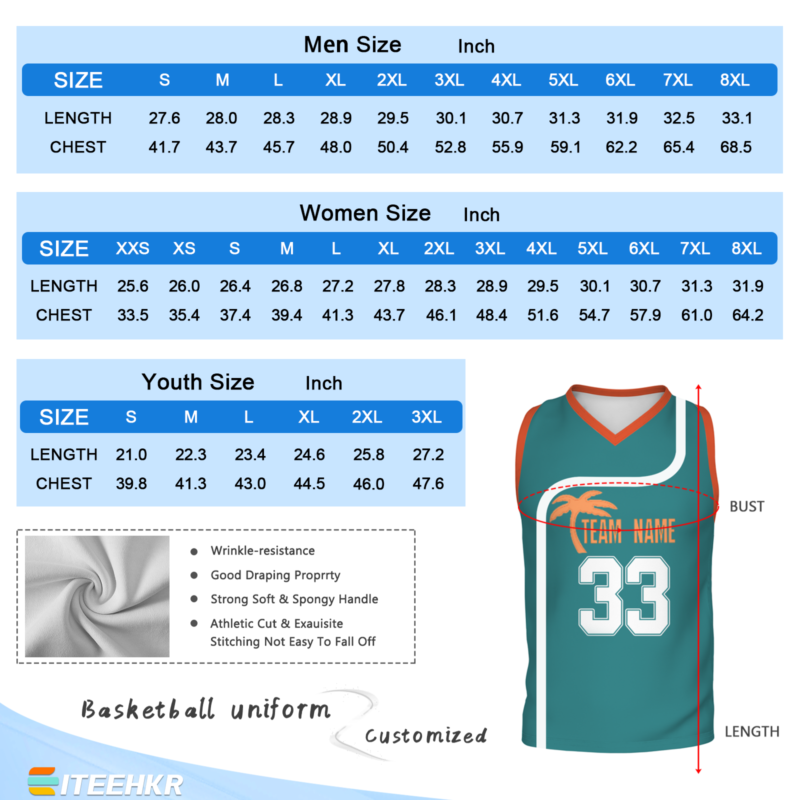 Custom Turquoise White Orange Authentic Coconut Tree Basketball Jersey