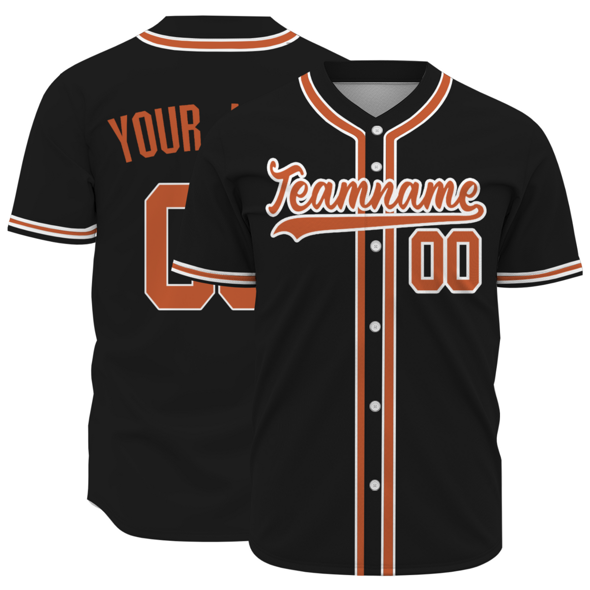 Custom Black Orange-White Authentic Baseball Jersey