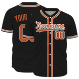 Custom Black Orange-White Authentic Baseball Jersey