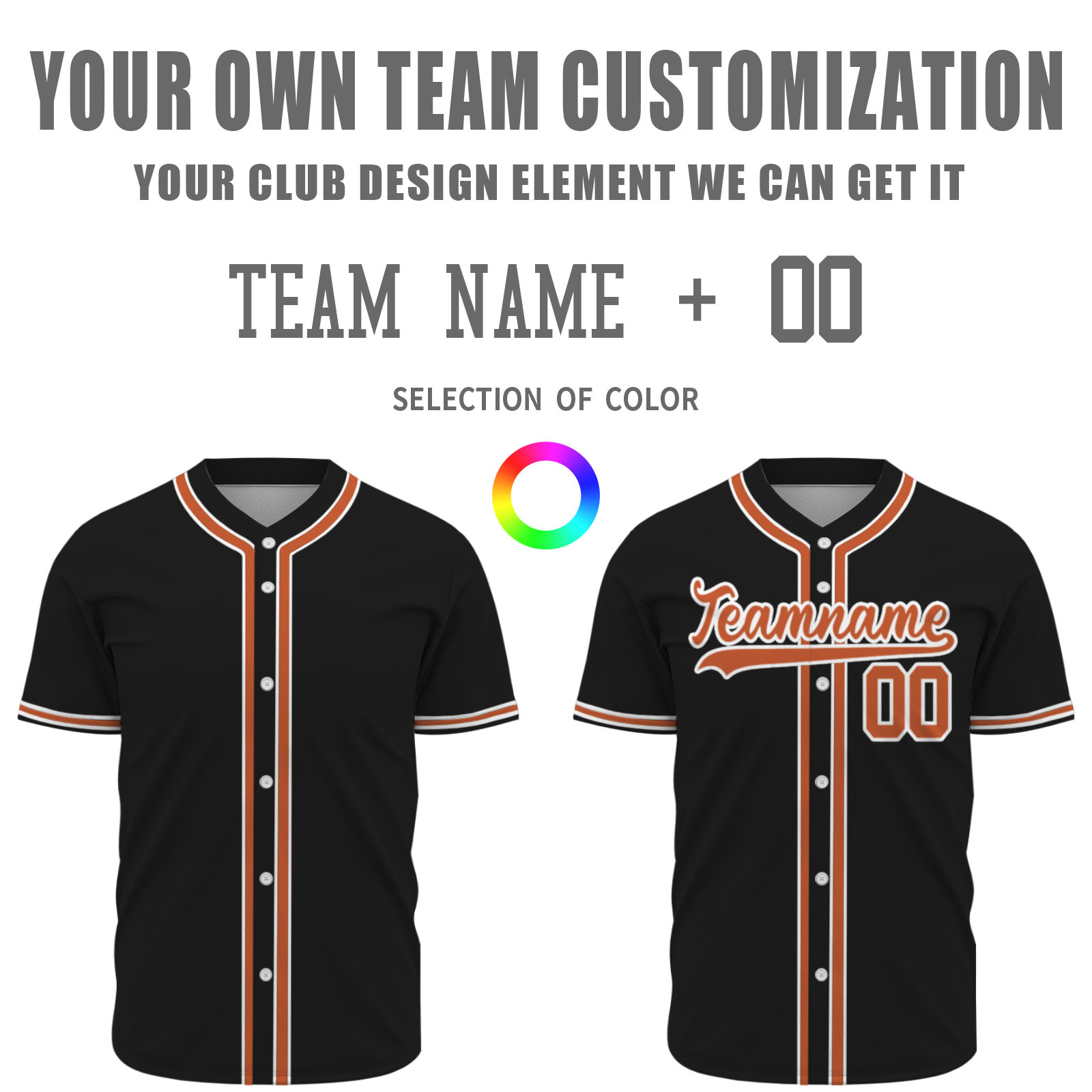 Custom Black Orange-White Authentic Baseball Jersey