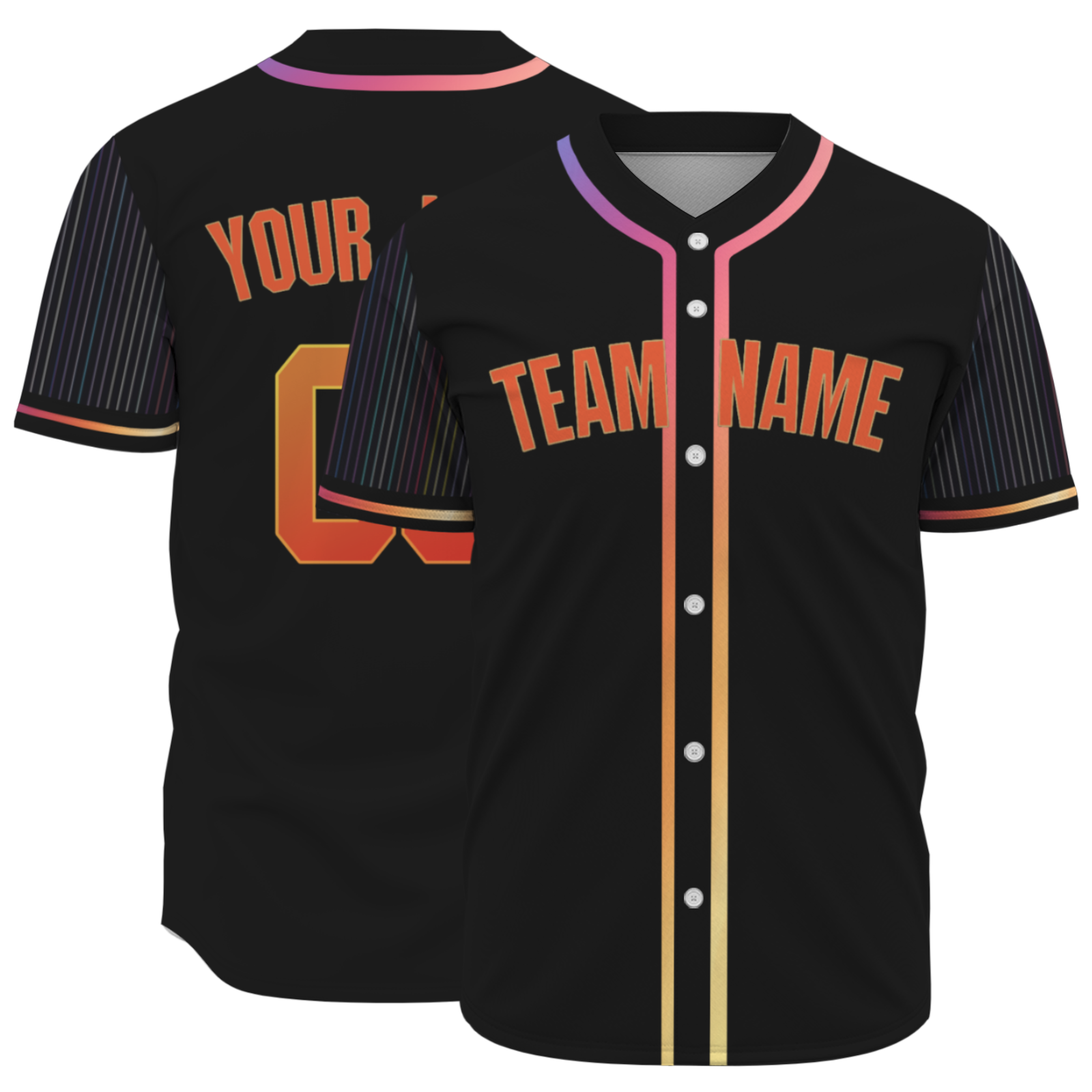 Custom Black Orange-White Authentic Baseball Jersey