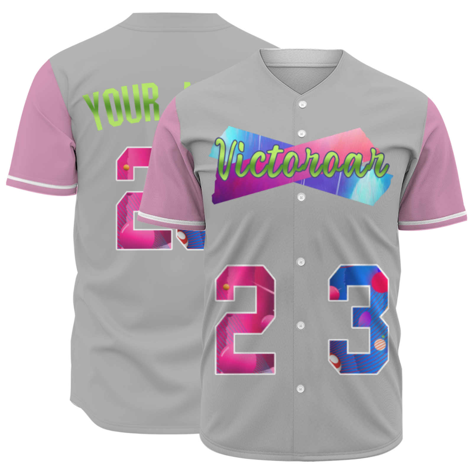 Custom Black Pink-Indigo Authentic Victoroar Baseball Jersey