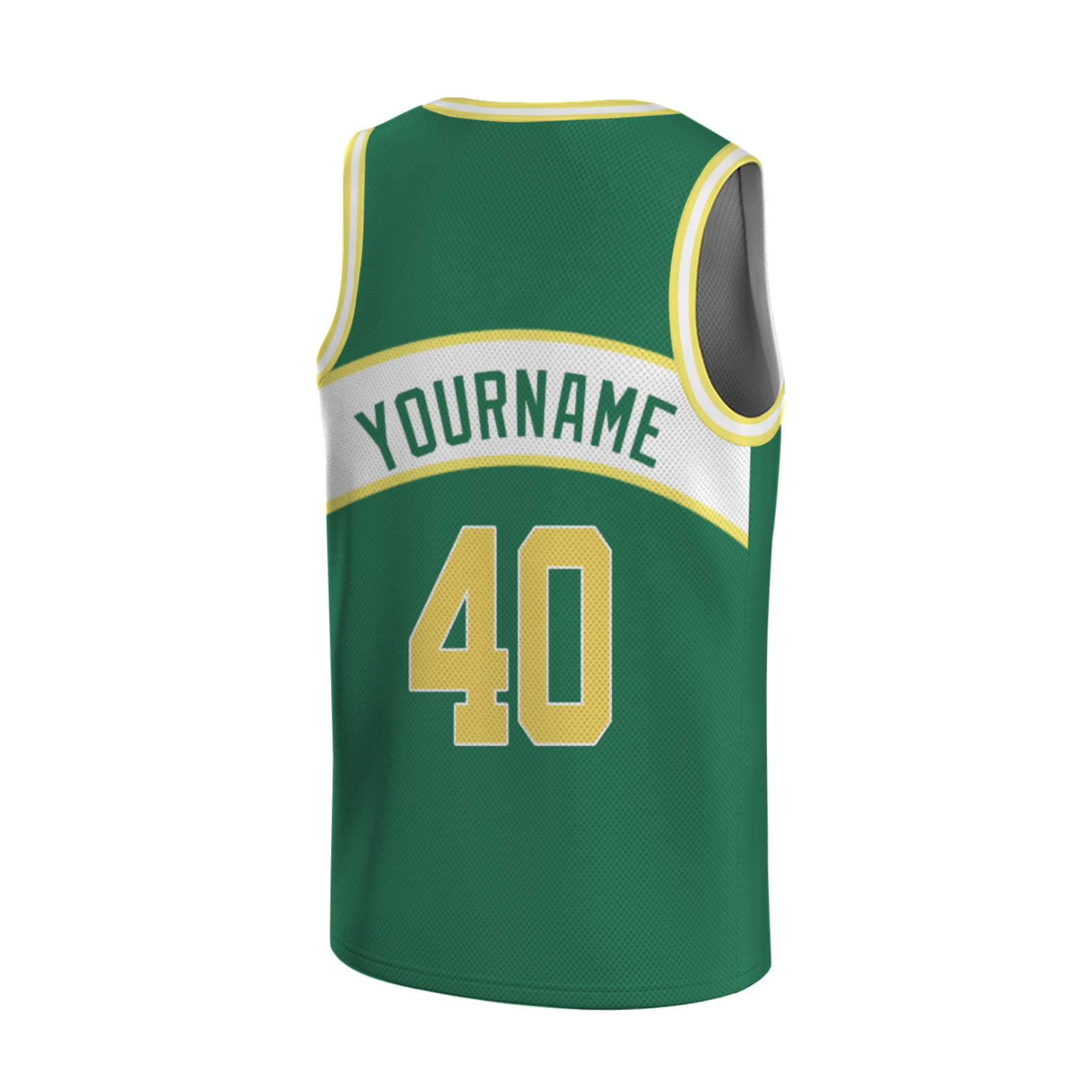 Custom Green Yellow-White Authentic Round Neck Rib-Knit Basketball Jersey