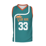 Custom Turquoise White Orange Authentic Coconut Tree Basketball Jersey