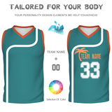 Custom Turquoise White Orange Authentic Coconut Tree Basketball Jersey