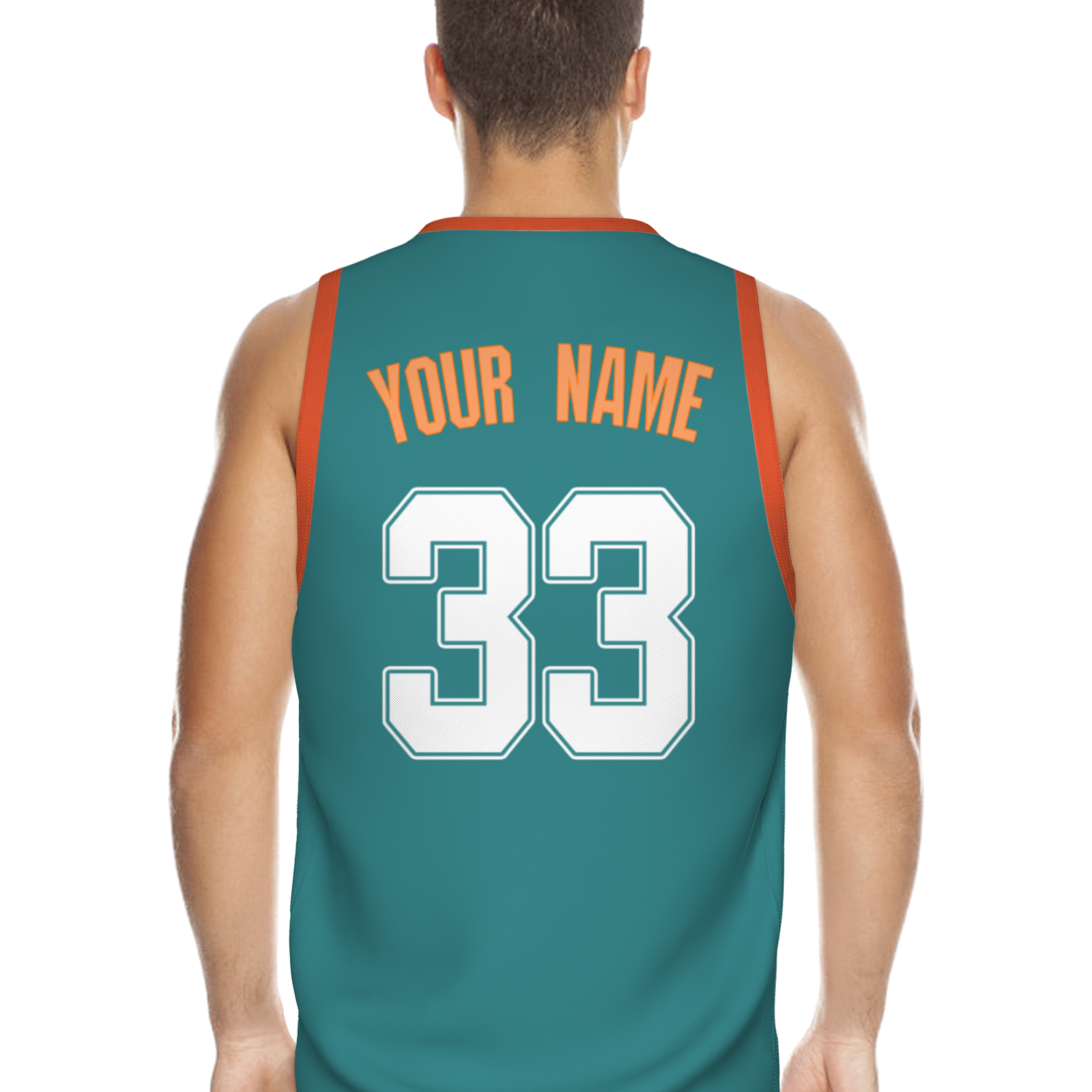 Custom Turquoise White Orange Authentic Coconut Tree Basketball Jersey