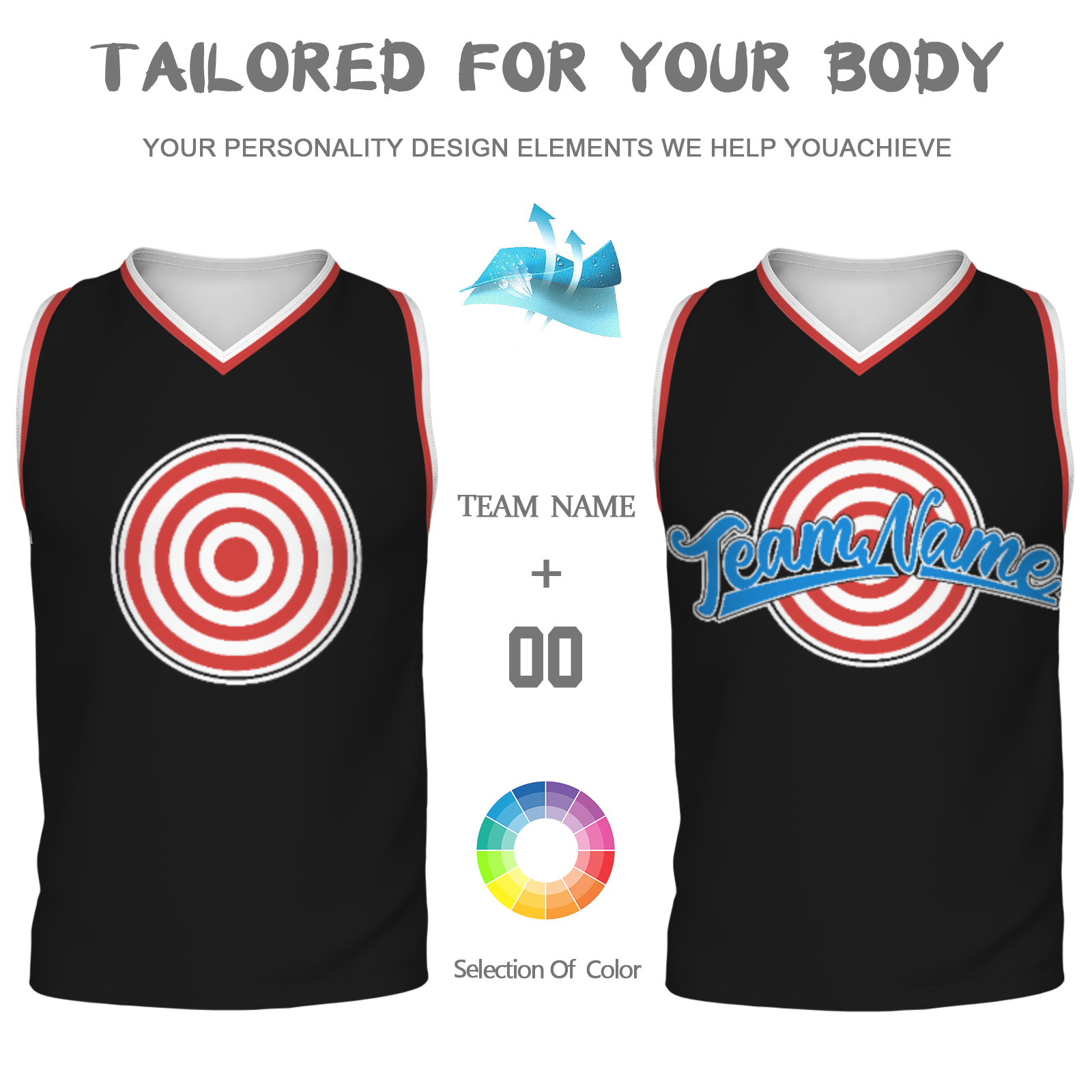 Custom Navy Blue Blue-Black Authentic Target For Archery V-Neck Basketball Jersey