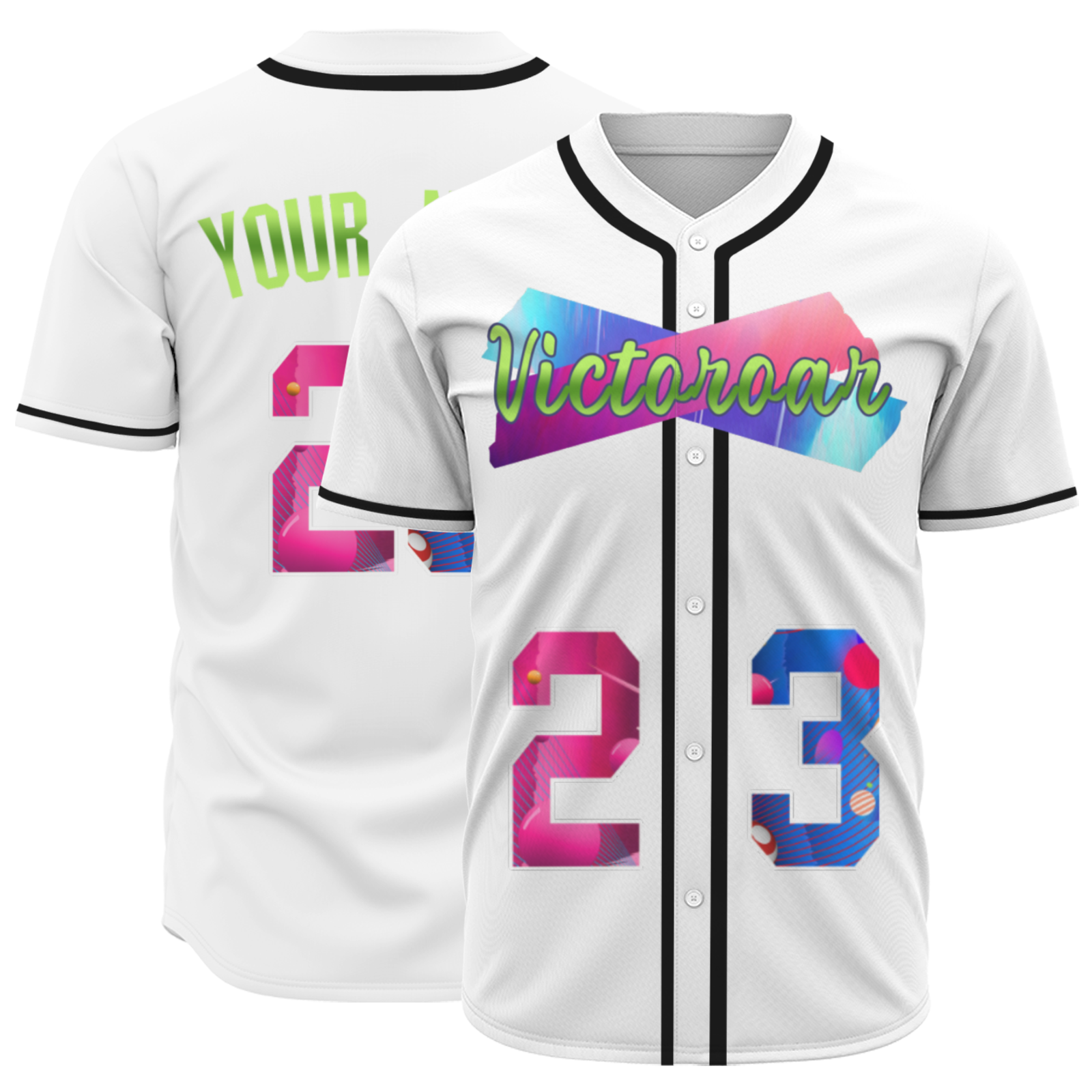 Custom Black Pink-Indigo Authentic Victoroar Baseball Jersey