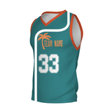 Custom Turquoise White Orange Authentic Coconut Tree Basketball Jersey