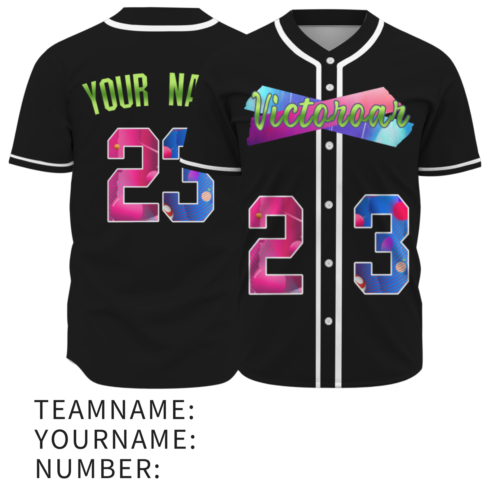 Custom Black Pink-Indigo Authentic Victoroar Baseball Jersey