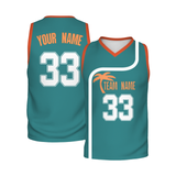 Custom Turquoise White Orange Authentic Coconut Tree Basketball Jersey