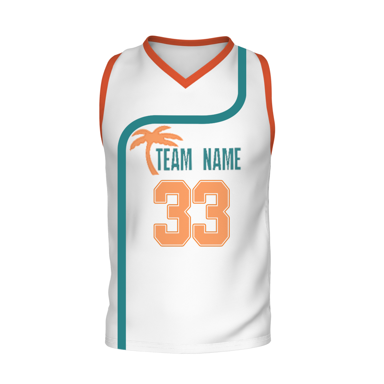 Custom Turquoise White Orange Authentic Coconut Tree Basketball Jersey