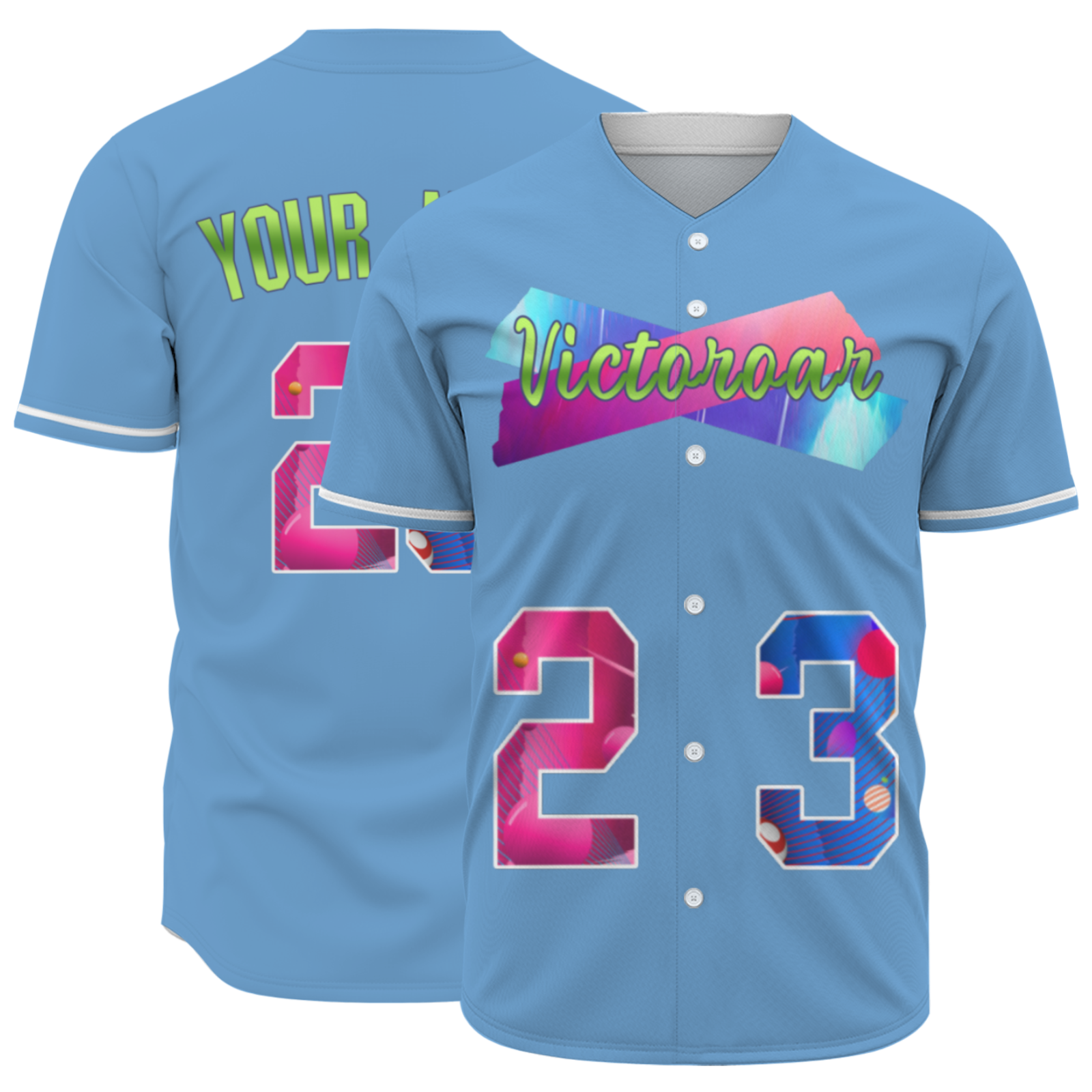 Custom Black Pink-Indigo Authentic Victoroar Baseball Jersey