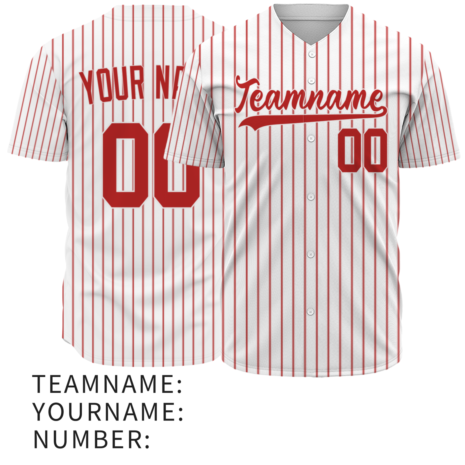 Custom White Red Pinstripe Red-White Authentic Baseball Jersey